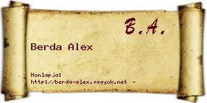 Berda Alex névjegykártya